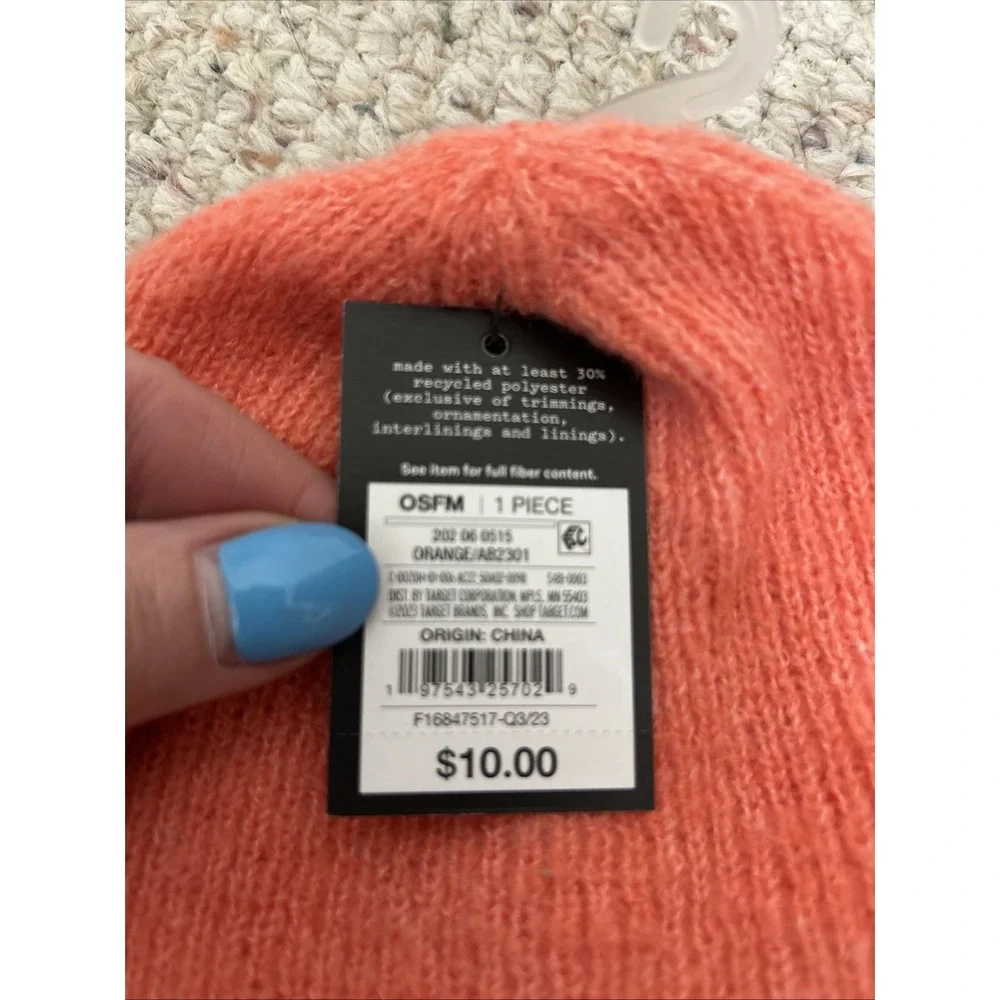 Art Class Girl's Size One Fits All Beanie Hat Knit‎ For Ages 3 Plus Orange New